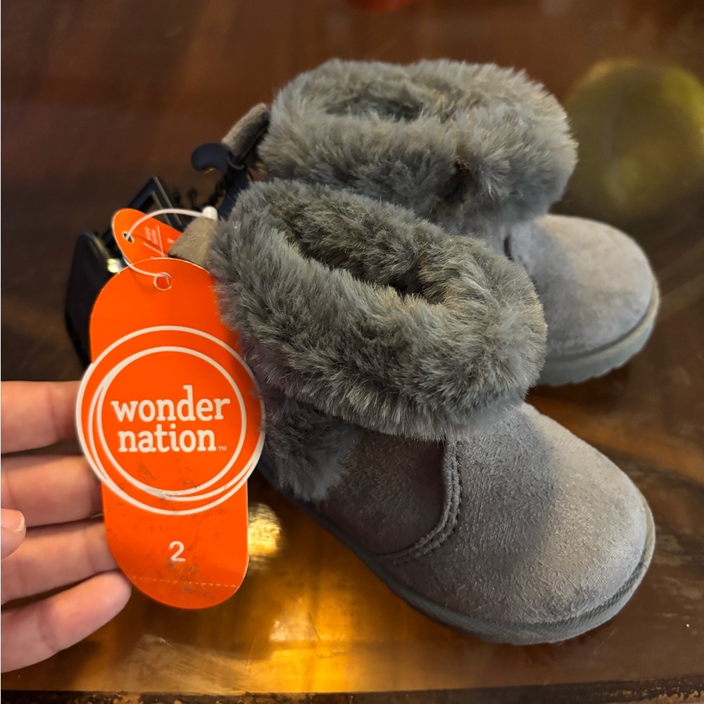 Wonder Nation Kids Boots with Faux Fur Trim